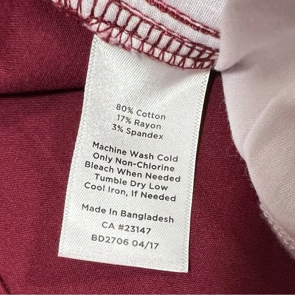 Talbots WOMENS PLUS SIZE 26W x 29" Zip Ankle Pants 5-Pocket Stretch Burgundy - Picture 6 of 16